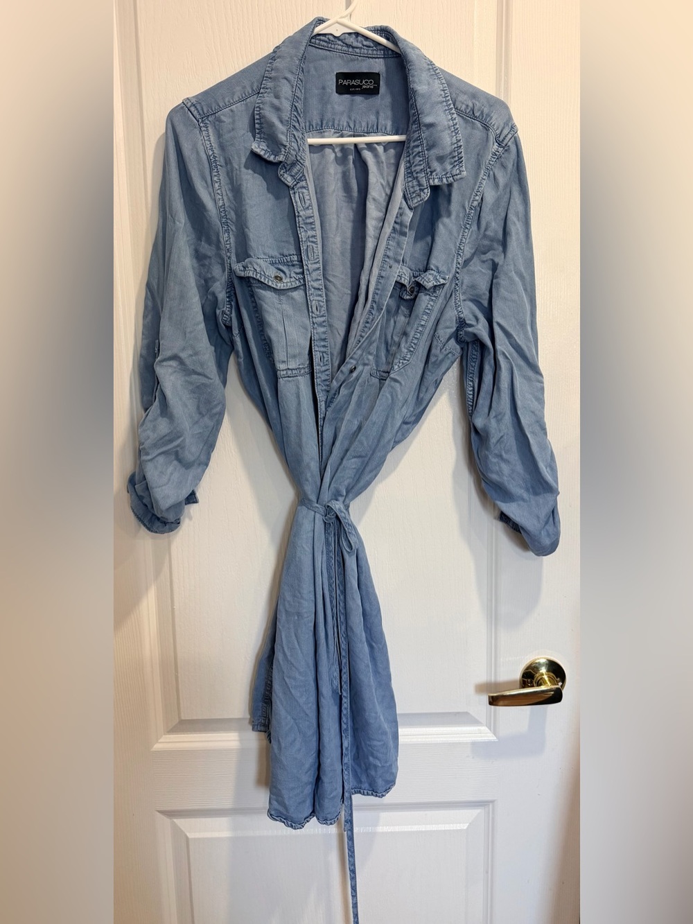 Parasuco Light Blue Denim Tie-Front Jacket
